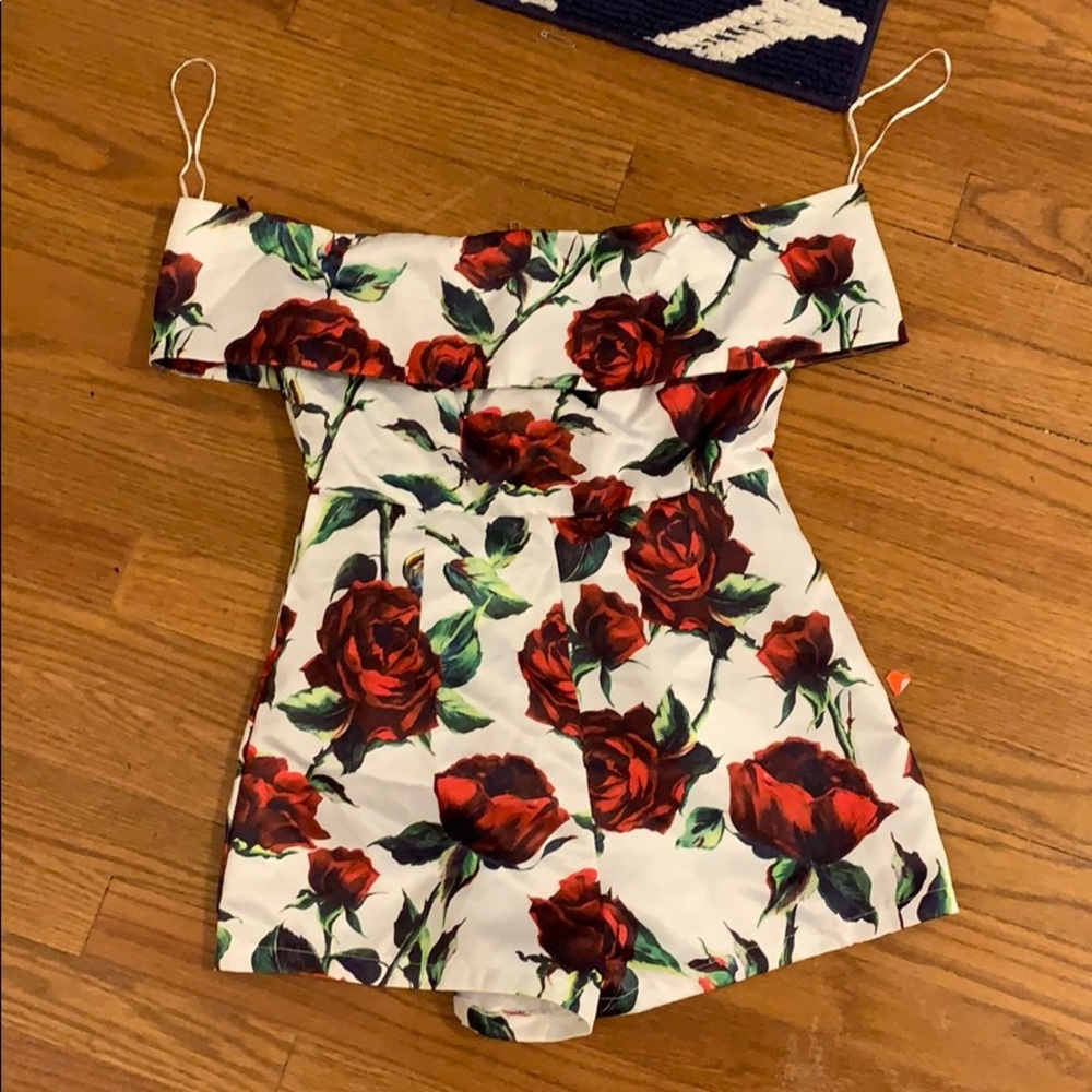 Rose Off Shoulder Romper (NEVER WORN)